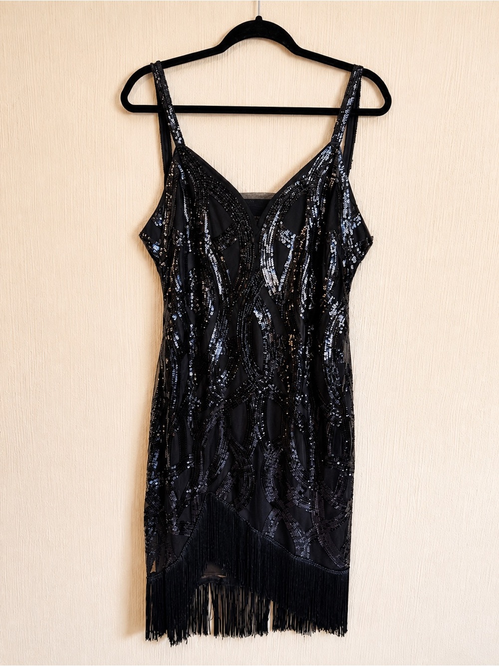 🖤✨ Black Sequin Flapper Fringe Dress | Great Gatsby Art Deco Cocktail Dress